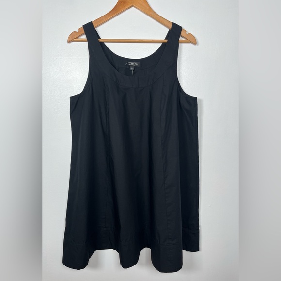 NWT J.CREW Size L Women’s Black Scoopneck shift dress in cotton poplin - - Picture 2 of 13
